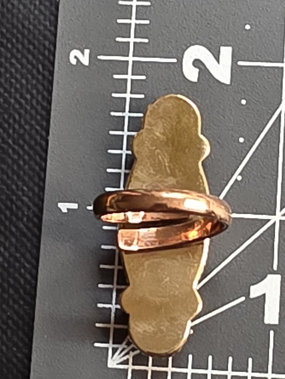 Southwestern Mosaic Inlay Adjustable Ring Black Onyx Copper Tone - Picture 4 of 4